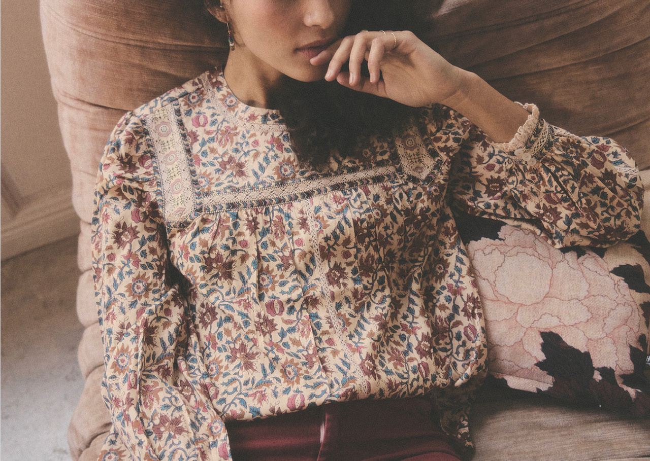 Ripcord Printed Quilt Blouse - Adorn Boutique