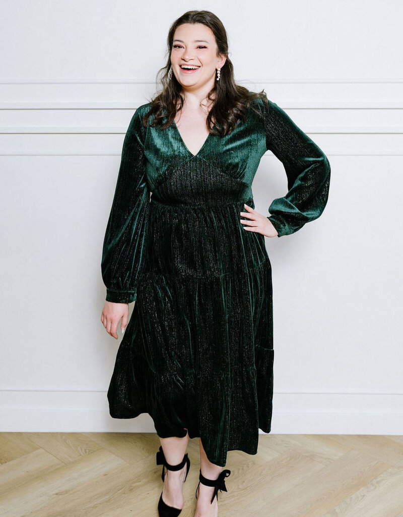 Angel Eye Cigar Tiered Sparkle Velvet Midi (FINAL SALE)