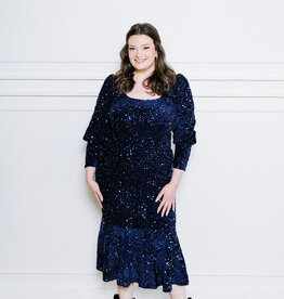 Angel Eye Firework Velvet Sequin Midi Dress