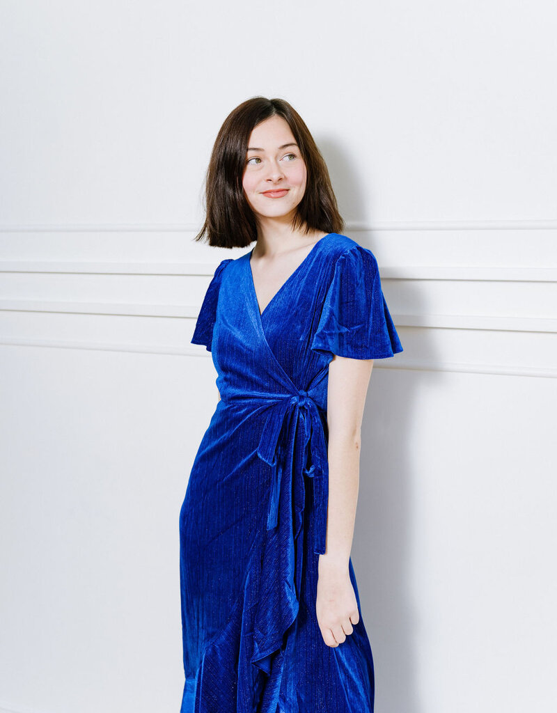Angel Eye Vesta Sparkle Velvet Wrap Dress