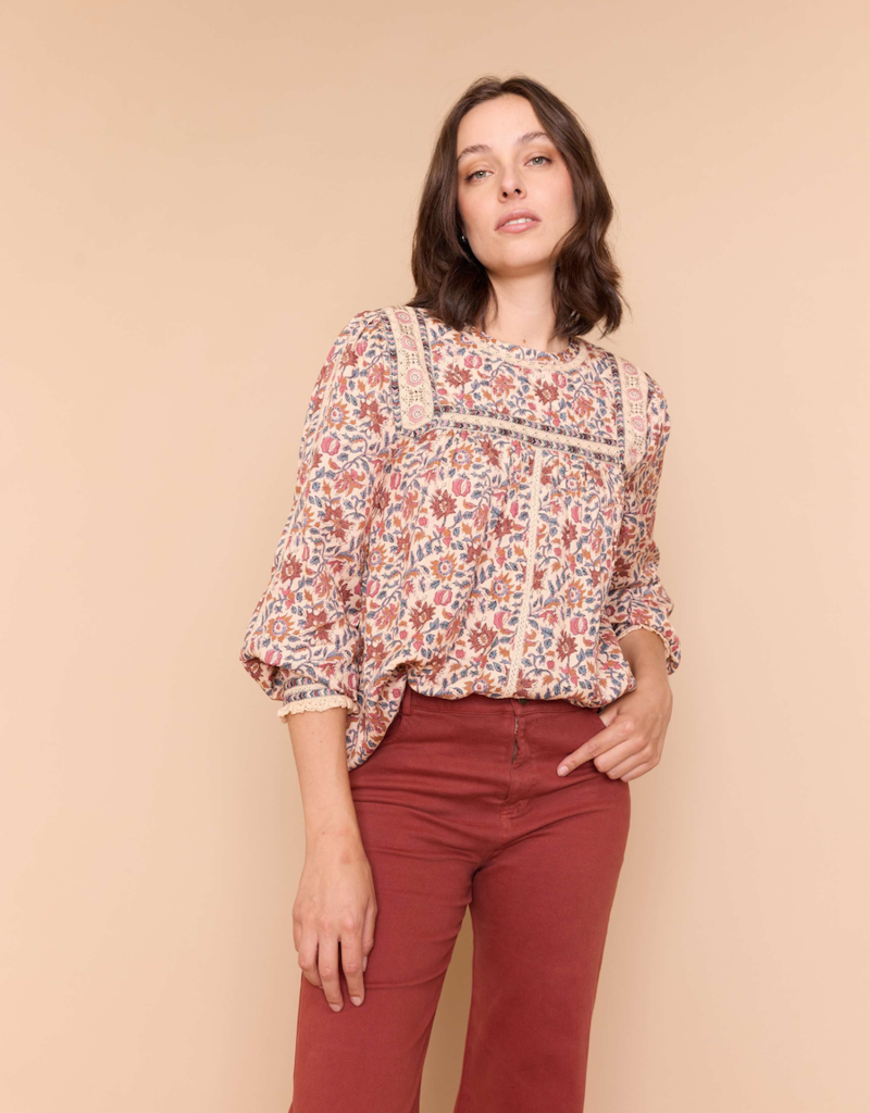 Louizon Ripcord Printed Quilt Blouse