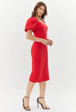 Adelyn Rae Jenna Puff Sleeve Midi Dress (FINAL SALE)