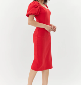 Adelyn Rae Jenna Puff Sleeve Midi Dress