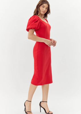 Adelyn Rae Jenna Puff Sleeve Midi Dress *Only One Left - XXL*