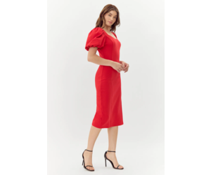 Jenna Puff Sleeve Midi Dress - Adorn Boutique