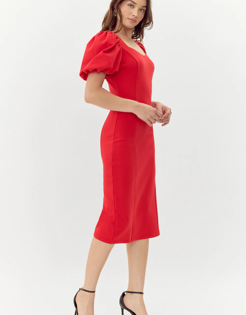 Adelyn Rae Jenna Puff Sleeve Midi Dress