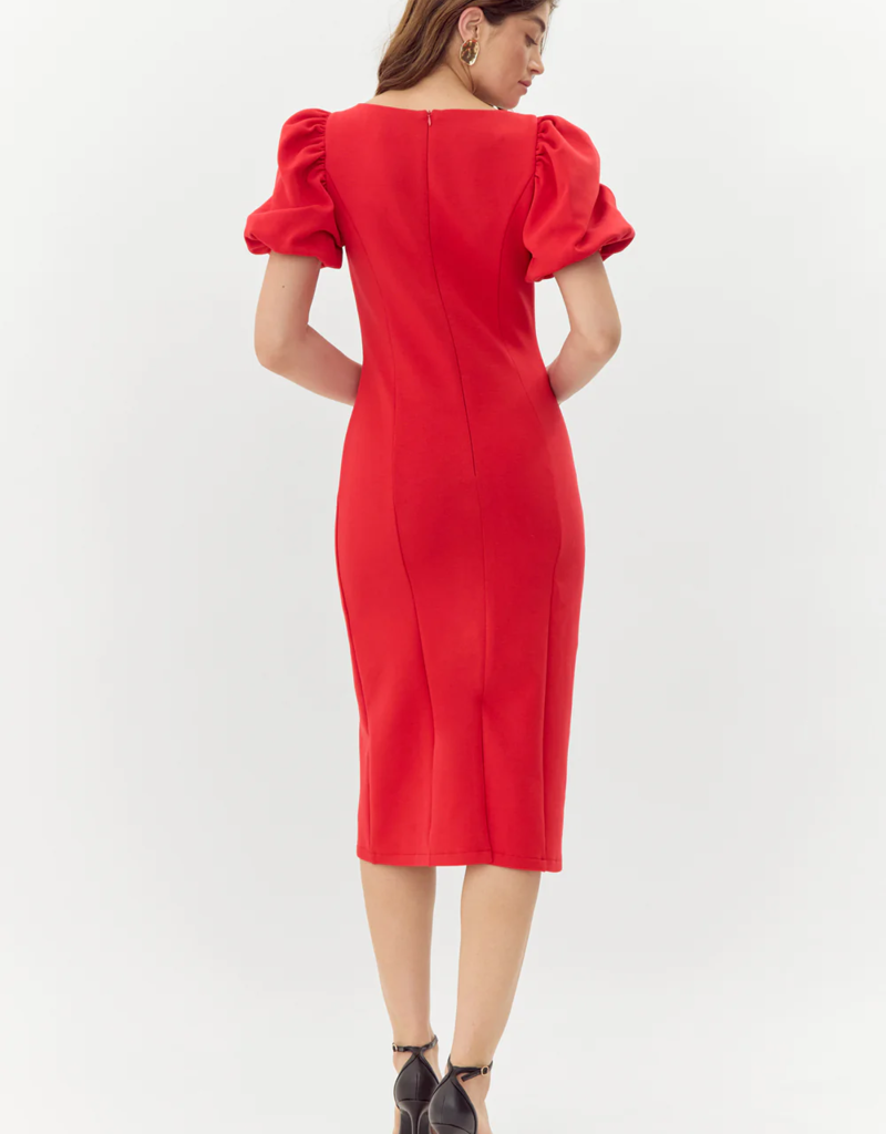 Adelyn Rae Jenna Puff Sleeve Midi Dress