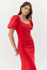 Adelyn Rae Jenna Puff Sleeve Midi Dress (FINAL SALE)