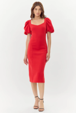 Adelyn Rae Jenna Puff Sleeve Midi Dress (FINAL SALE)