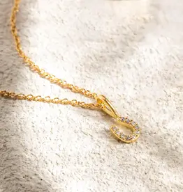 Leah Alexandra Tiny Horseshoe Necklace - CZ