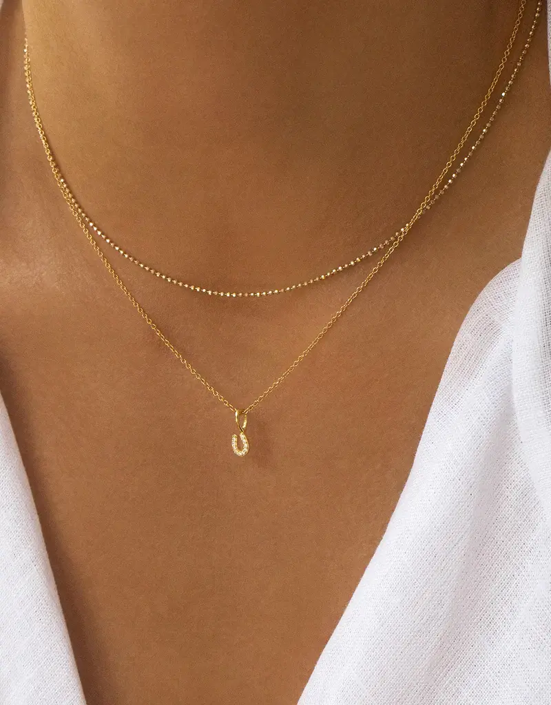 Leah Alexandra Tiny Horseshoe Necklace - CZ