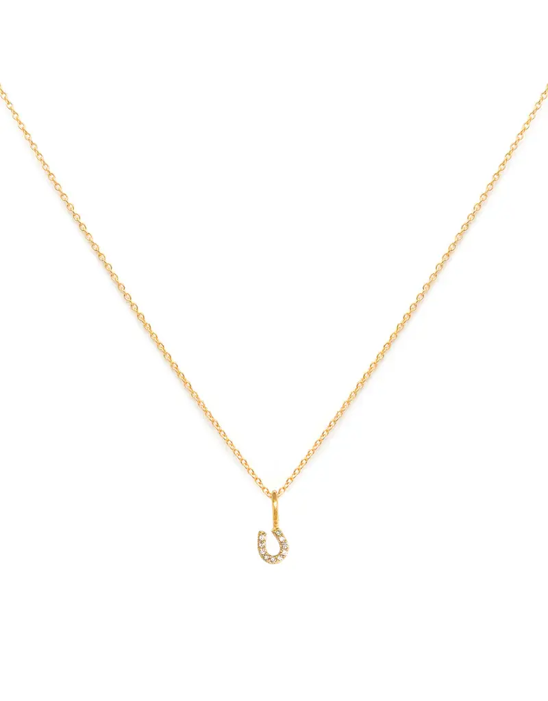 Leah Alexandra Tiny Horseshoe Necklace - CZ