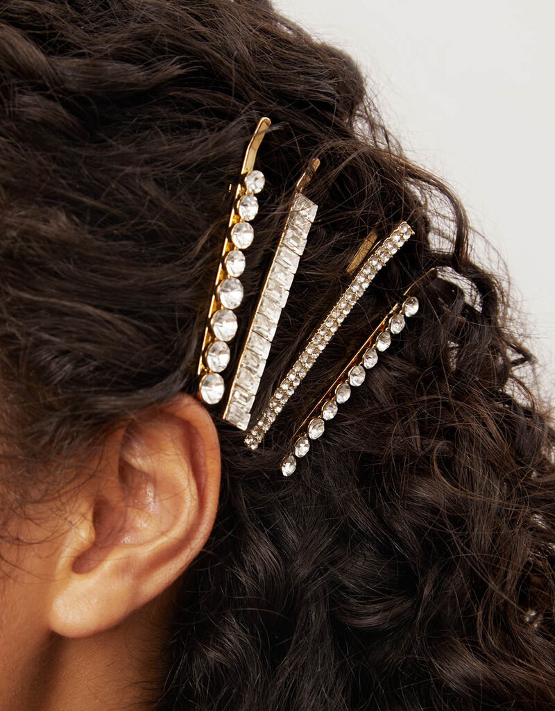 Kitsch Rhinestone Assorted 4pc Bobby Pin Set