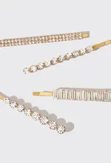 Kitsch Rhinestone Assorted 4pc Bobby Pin Set