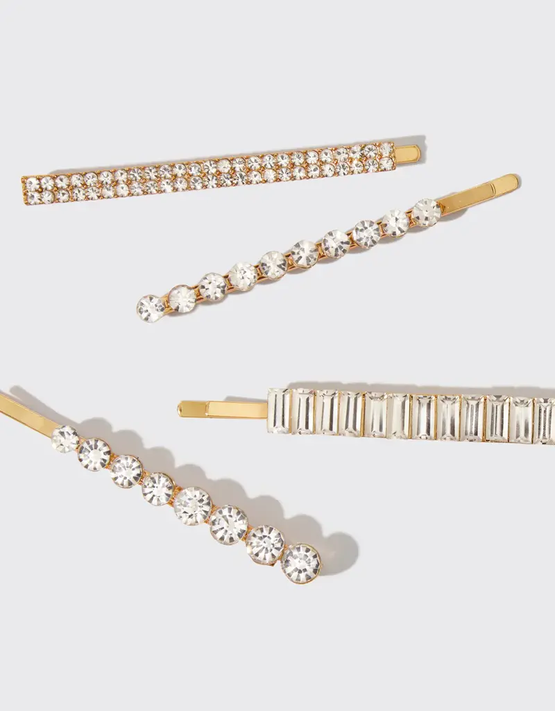 Kitsch Rhinestone Assorted 4pc Bobby Pin Set