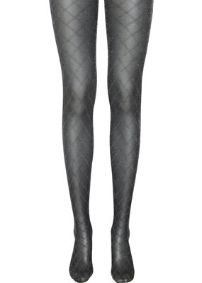 ICHI Accessories Emmy Stockings - Black with Silver Glitter