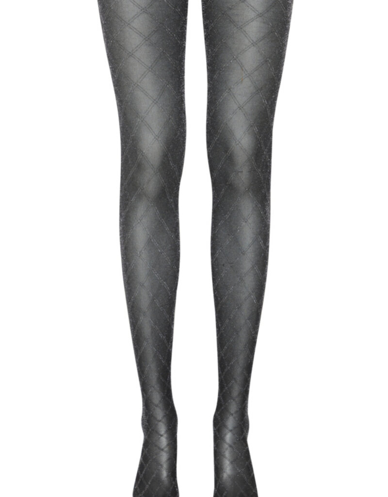 ICHI Accessories Emmy Stockings - Black with Silver Glitter
