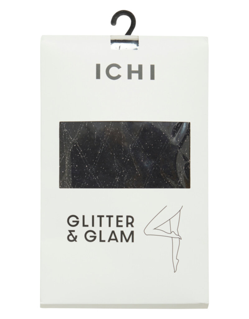 ICHI Accessories Emmy Stockings - Black with Silver Glitter