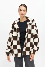 Brunette the Label Checkerboard Full Zip Sherpa Jacket