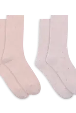 Lemon 2PK Non-Terry Feather Fleck Cozy Crew Socks