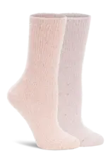 Lemon 2PK Non-Terry Feather Fleck Cozy Crew Socks