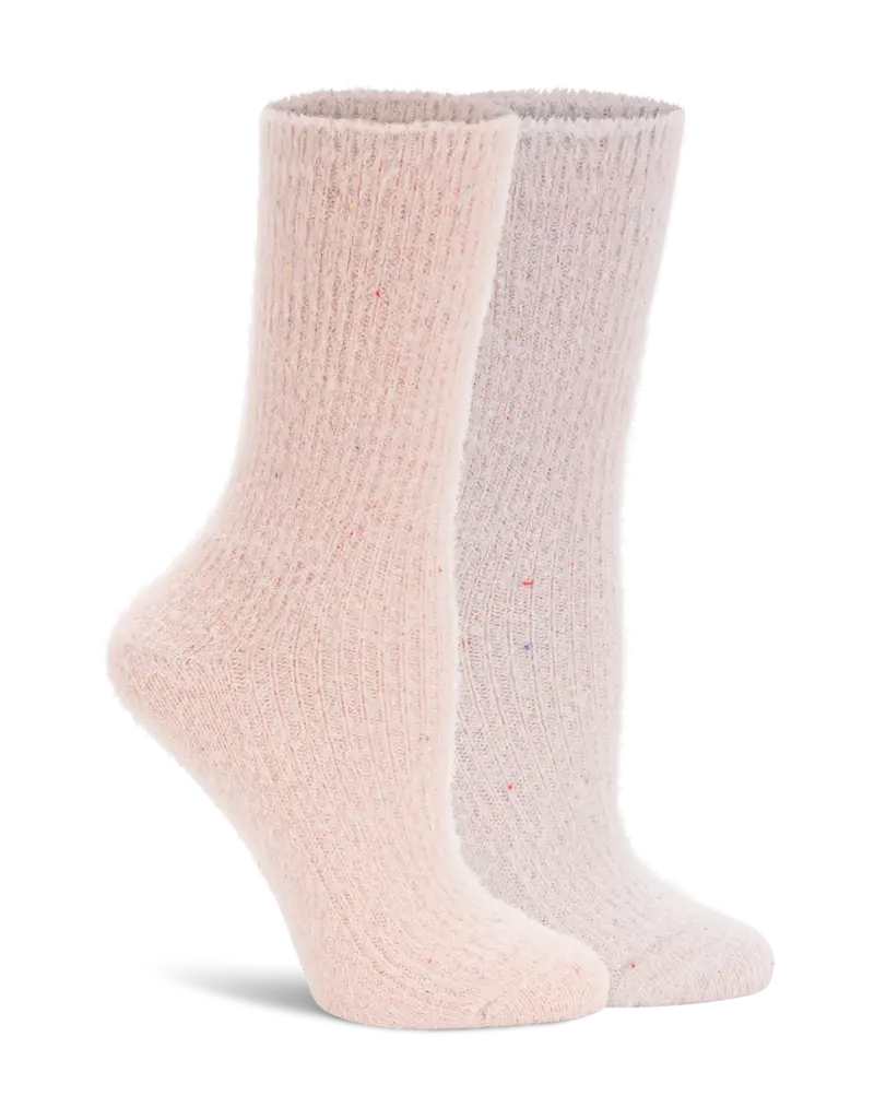 Lemon 2PK Non-Terry Feather Fleck Cozy Crew Socks
