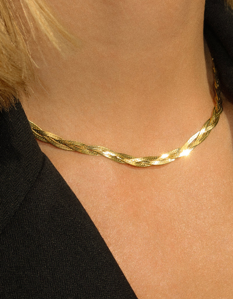 Leah Alexandra Braided Herringbone Necklace
