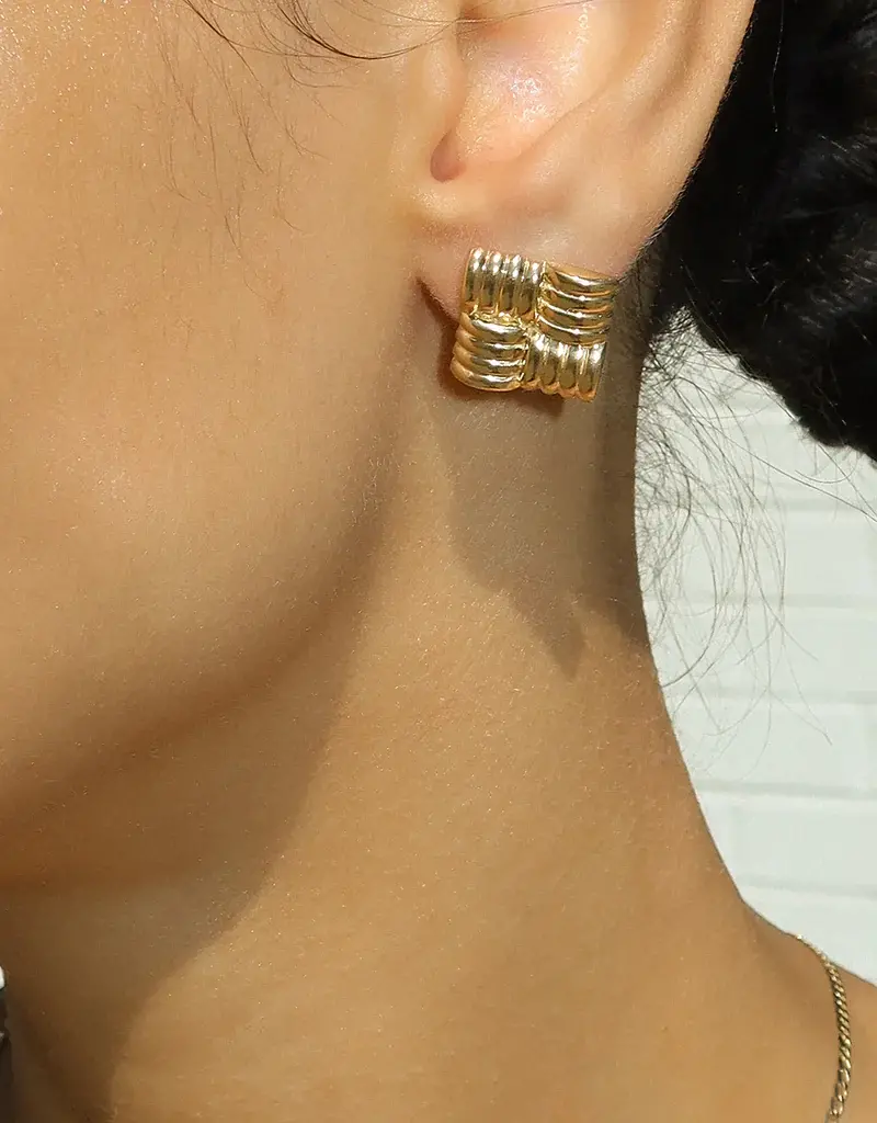 Leah Alexandra Weave Earrings - Gold