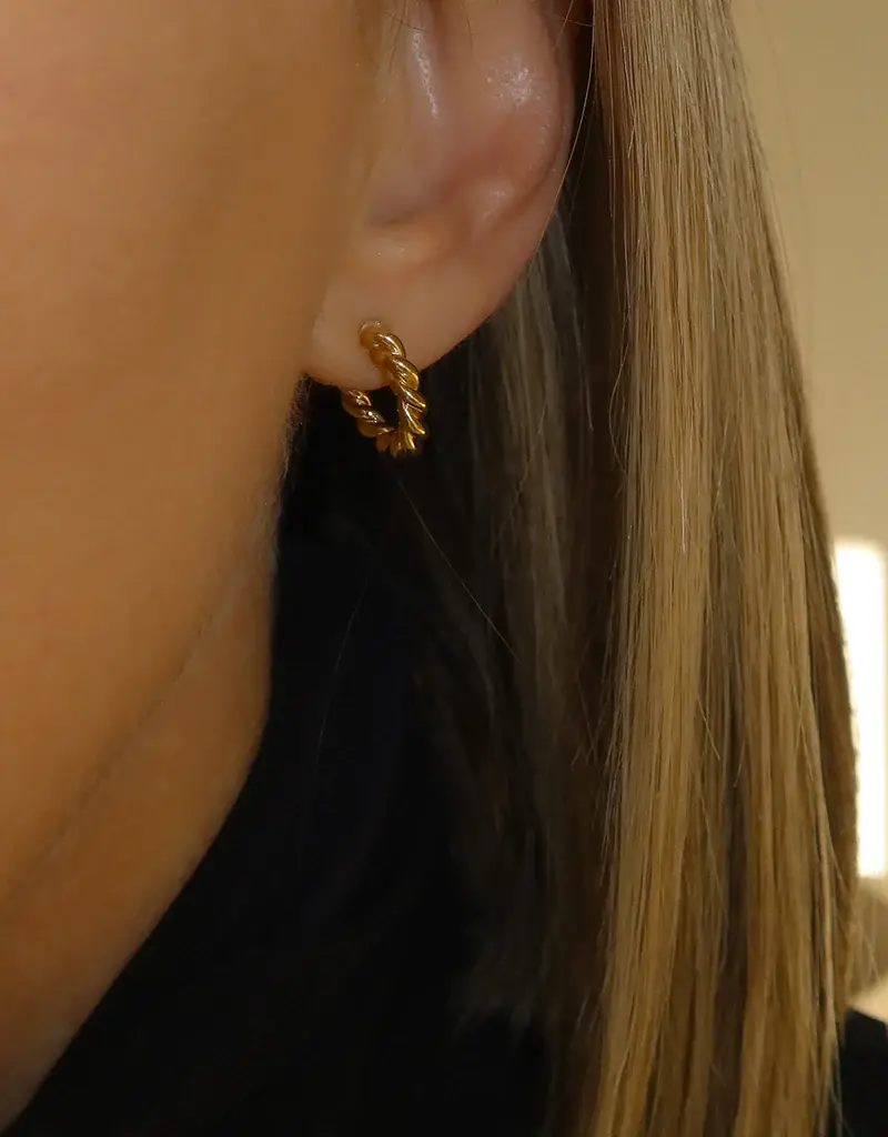 Leah Alexandra Mini Twist Hoops - Gold