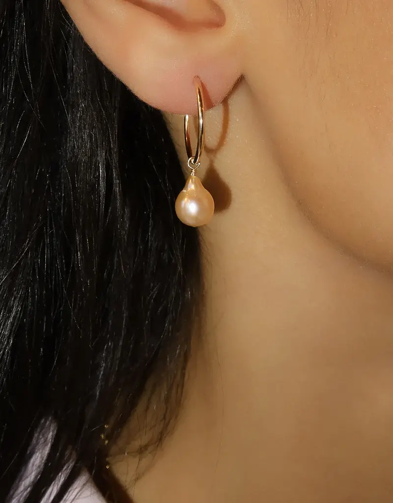 Leah Alexandra Pink Pearl Airlight Hoops