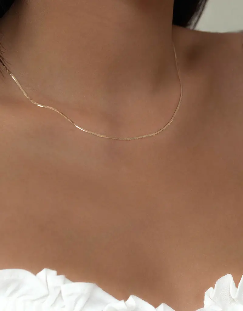 Leah Alexandra Herringbone Chain Necklace 10K Gold