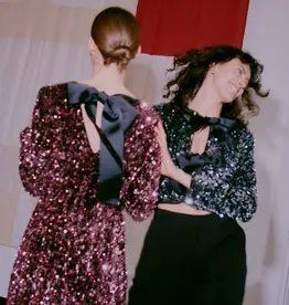 B.Young Paillet Bow Dress in Pink Sequin *Large & XL Left*