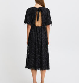 ICHI Charlsti Fringe Open Back Midi Dress