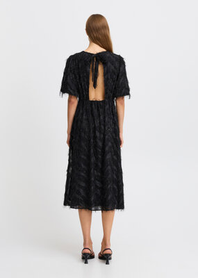 ICHI Charlsti Fringe Open Back Midi Dress
