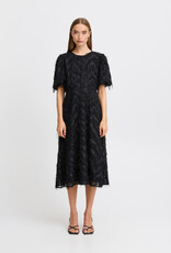 ICHI Charlsti Fringe Open Back Midi Dress