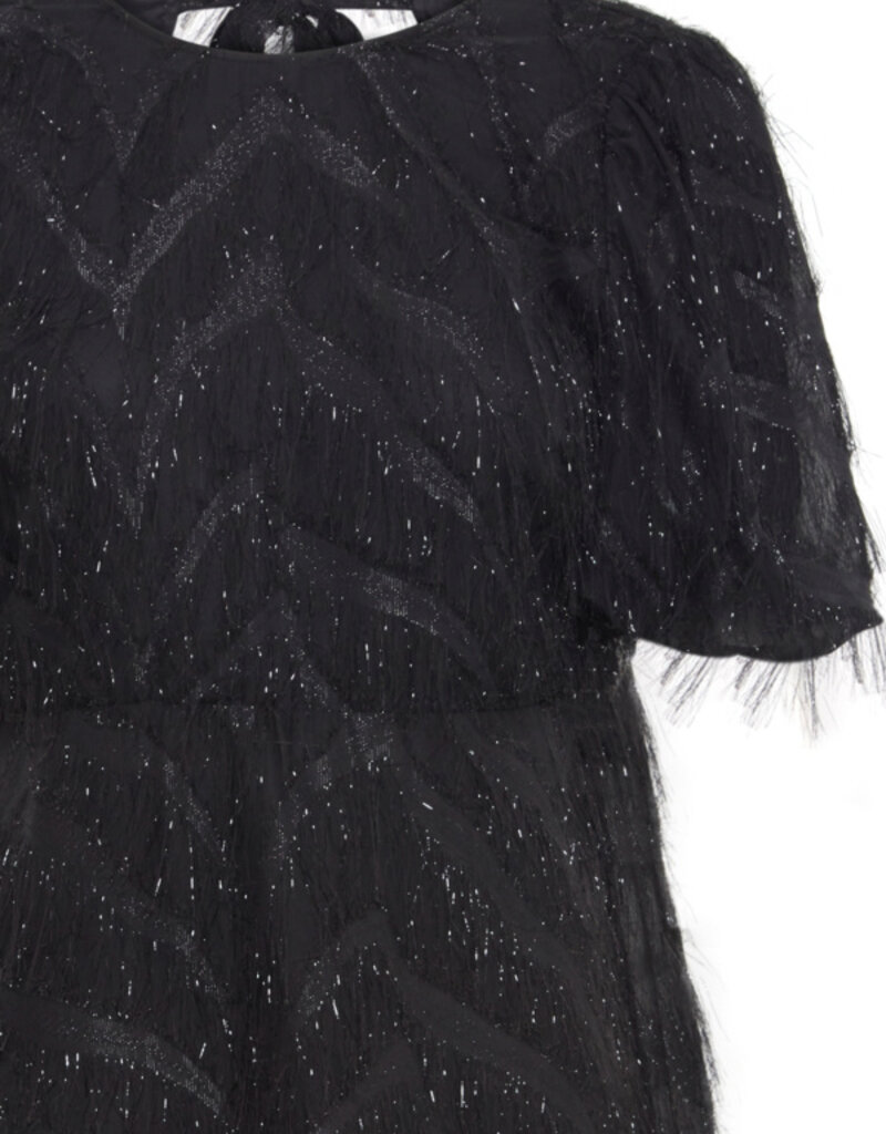 ICHI Charlsti Fringe Open Back Midi Dress