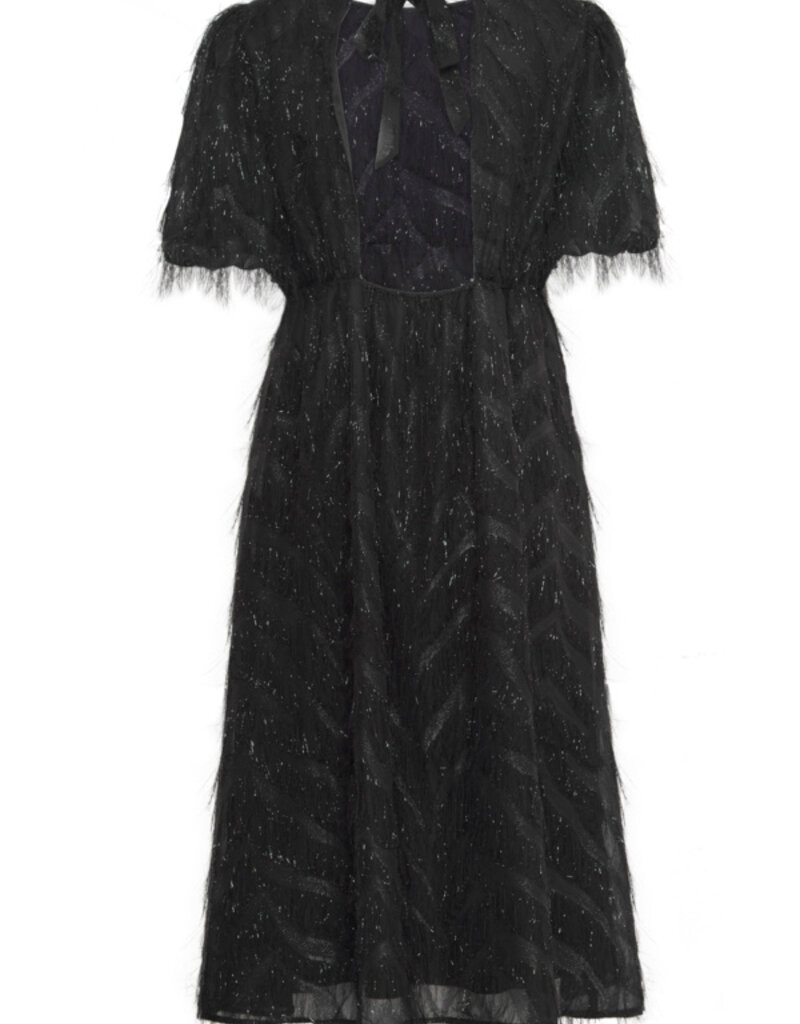 ICHI Charlsti Fringe Open Back Midi Dress