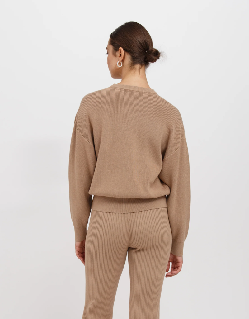 Brunette the Label Olivia Ribbed Knit Crew in Fawn (FINAL SALE)