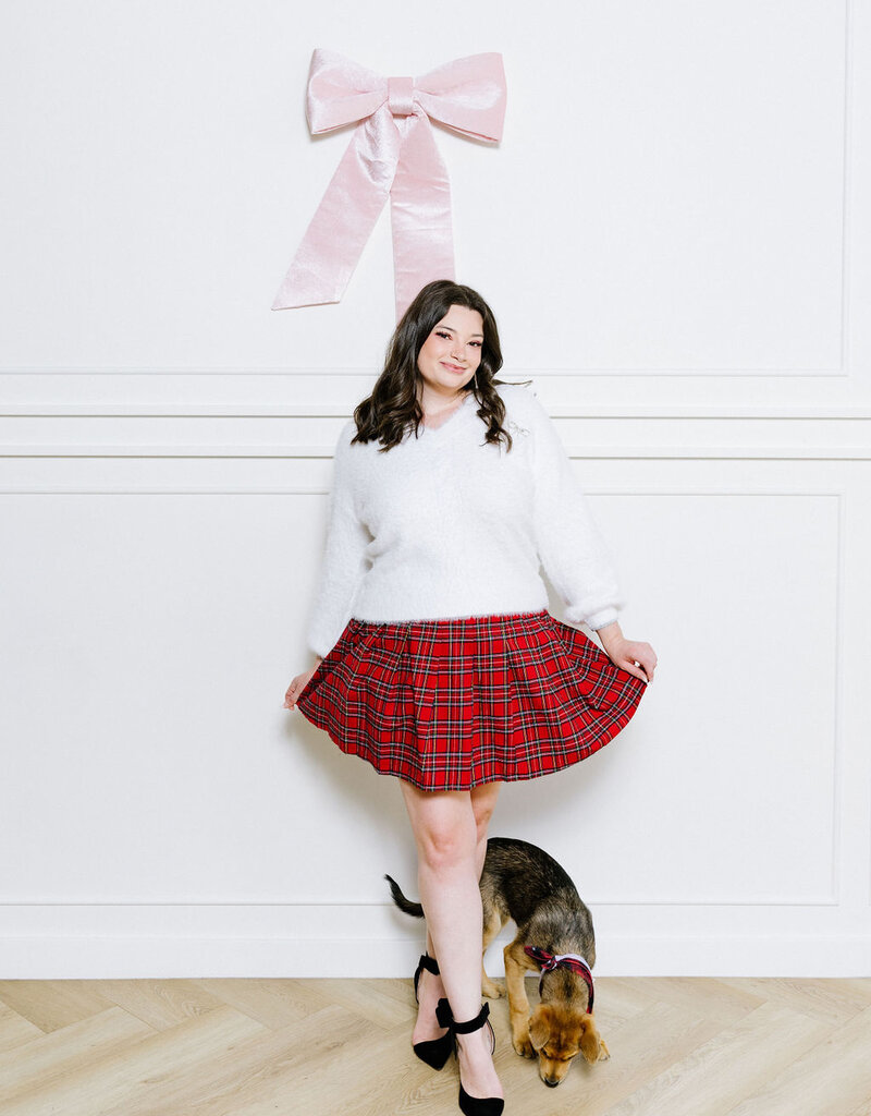 Molly Bracken Cassandra Pleated Checked Mini Skirt