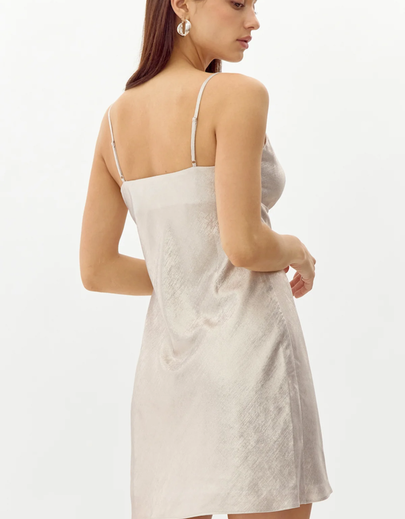 Greylin Atrina Metallic Cowl Neck Mini Dress