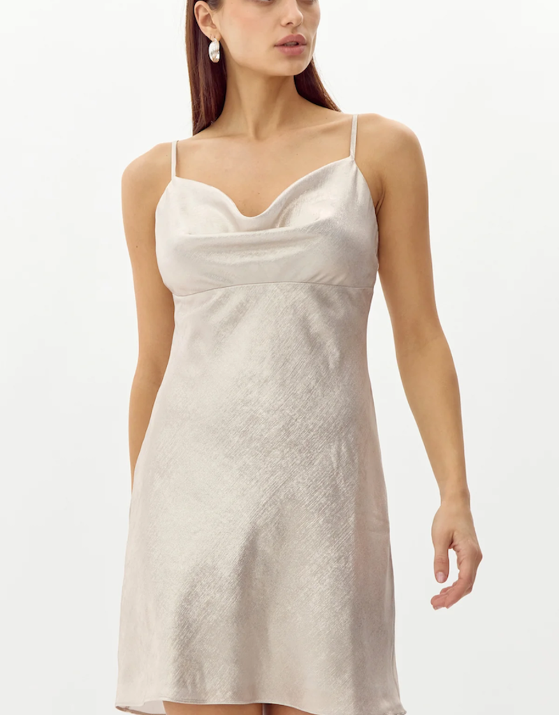 Greylin Atrina Metallic Cowl Neck Mini Dress