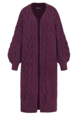 Cara and the Sky Alex Balloon Sleeve Cable Maxi Cardigan in Wine