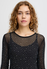 ICHI Volia Long Sleeve Sheer Embellished Top