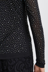 ICHI Volia Long Sleeve Sheer Embellished Top