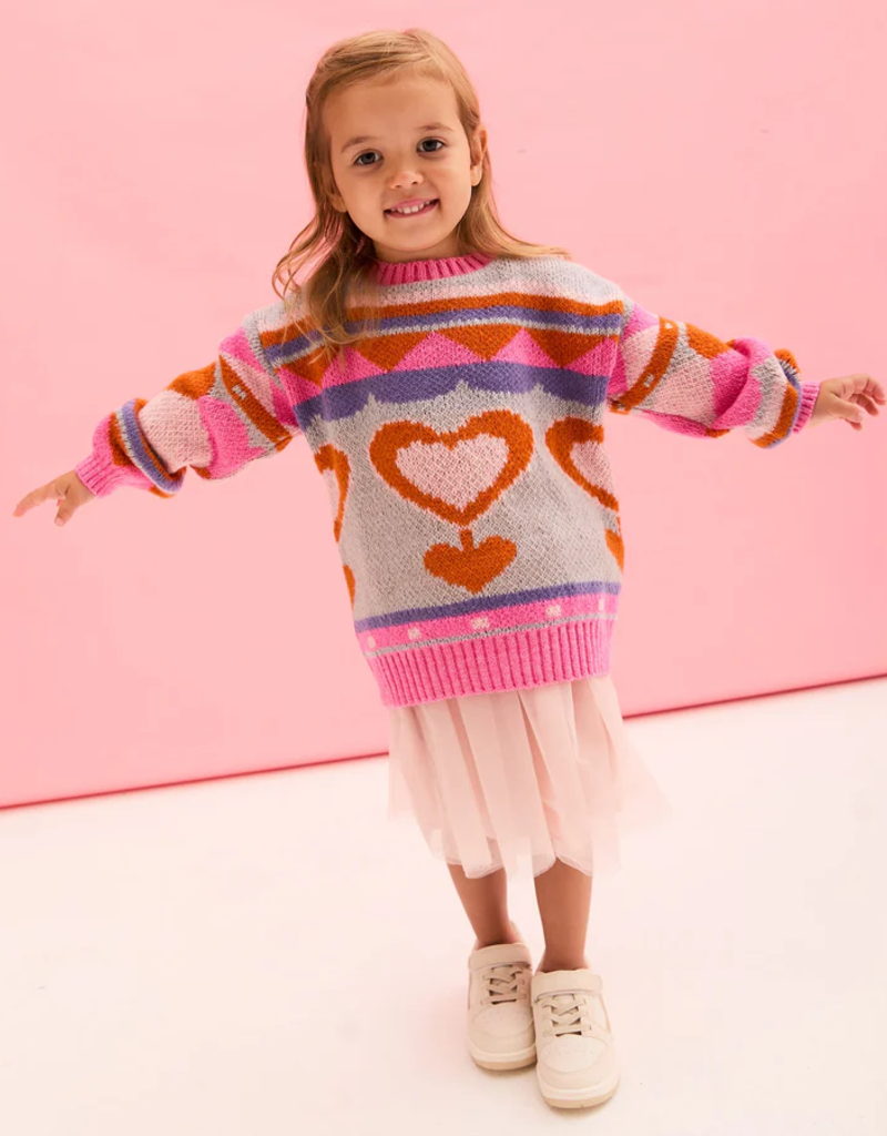 Cara and the Sky Poppy Mini Me Heart Oversized Jumper
