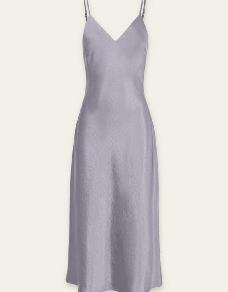 Dress Forum Ramiel Satin Bias Cut Slip Dress in Ice Lavender