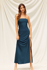 Dress Forum Nesta Strapless Bias Cut Maxi Dress in Peacock Blue