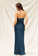 Dress Forum Nesta Strapless Bias Cut Maxi Dress in Peacock Blue