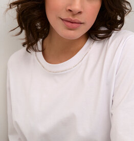 Kaffe Ivana Organic Cotton T-Shirt with Embellished Collar