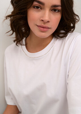 Kaffe Ivana Organic Cotton T-Shirt with Embellished Collar